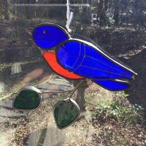 Stained Glass Bluebird Art Glass Sun-Catcher